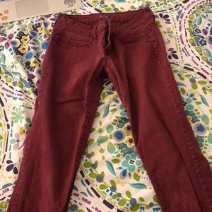 Dark red skinny jeans